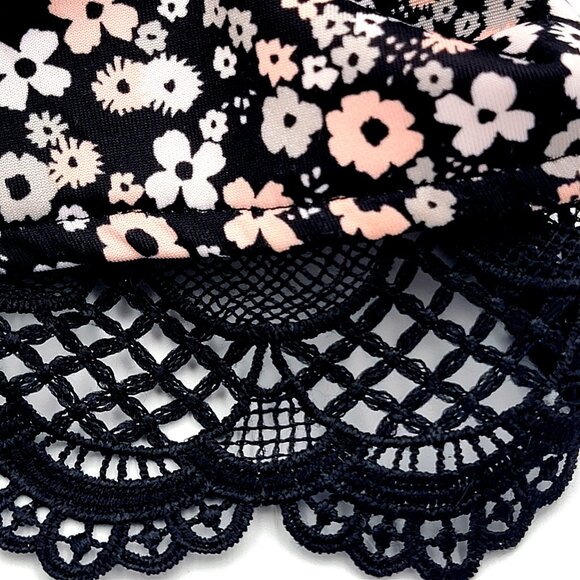 Vintage-Style Sleeveless Floral Midi Dress W/ Lace Hem Peter Pan Collar & Ribbon - Picture 6 of 14